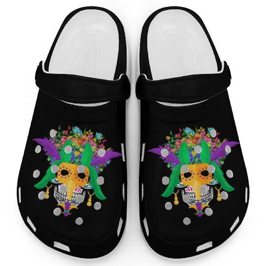 El Dia De Los Muertos Mardi Gras Mask Flower Sugar Clogs