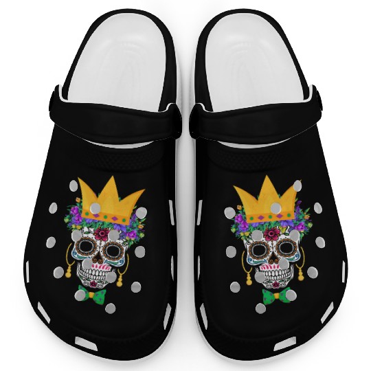 Mardi Gras Mask Flower Sugar Dia De Los Muertos Clogs
