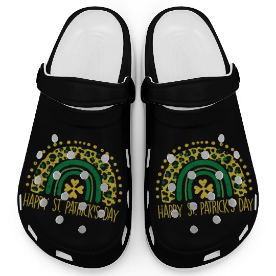Leopard Rainbow Happy St Patricks Day Saint Paddys Clogs