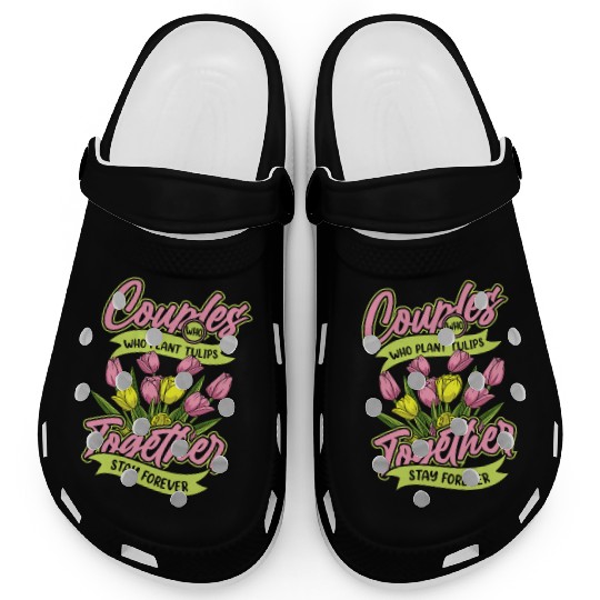Tulip Gardening Couple Clogs