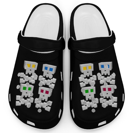 8-bit Pixel Pop Art Style Pirate Flag Skulls Clogs