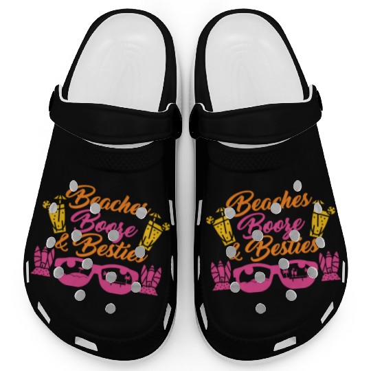 Beaches Booze Besties Summer Vacation Spring Break Clogs