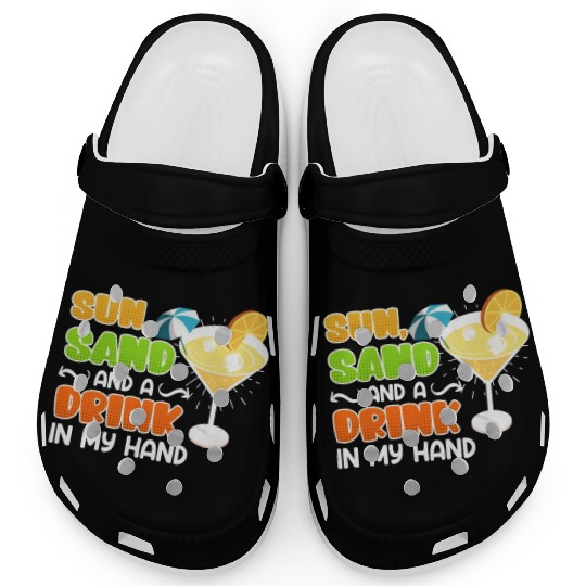 Sun sand a drink in hand vacation party Clogs