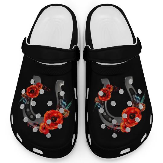 Floral Horseshoe With Poppies Clogs
