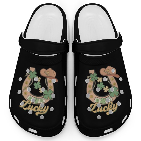 Lucky Shamrock Horseshoe Clogs