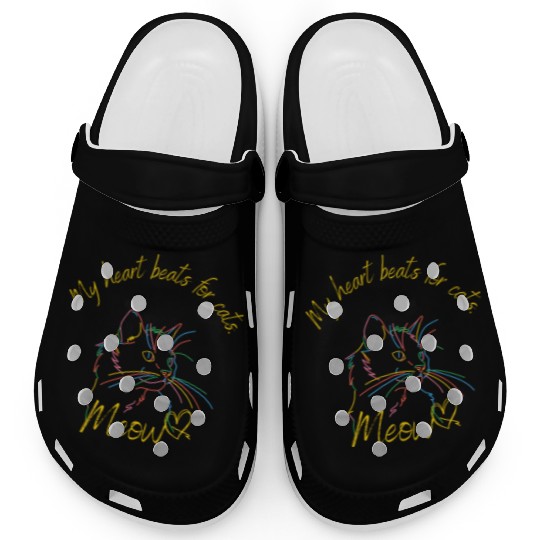 My heart beats for cats Funny Meow Clogs