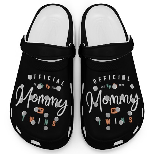 Womens Mommy of Twins New Mom To Be Expecting 2023 Clogs