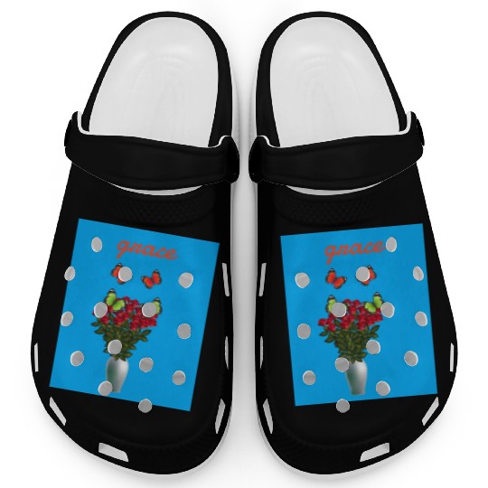 beautiful butterflies and flowers Clogs
