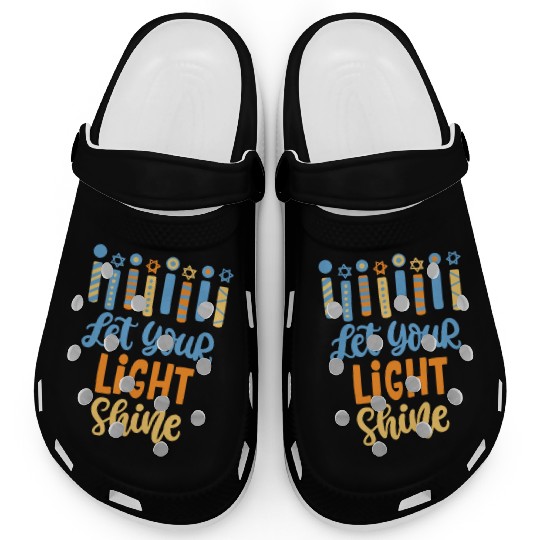 Funny Hanukkah Let Your Light Shine Menorah Adults Clogs