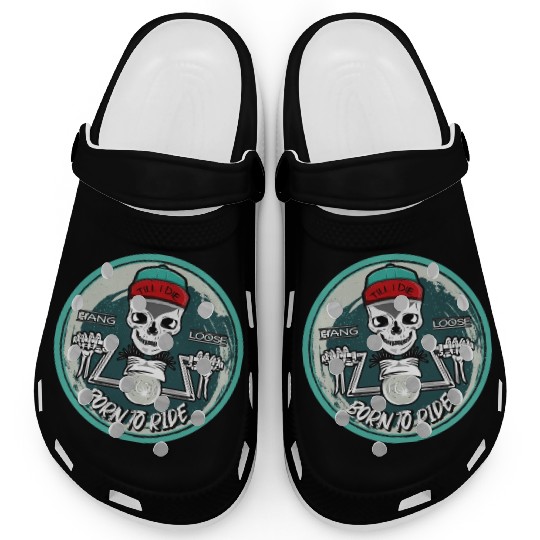 Motorbike Lover Motorcycle Skeleton Born To Ride Clogs