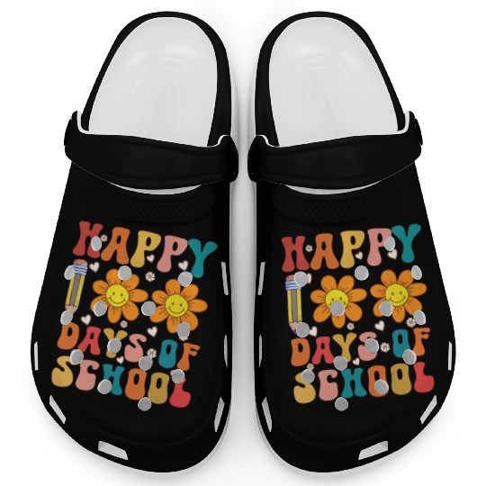Groovy 100 days of school student teacher Clogs