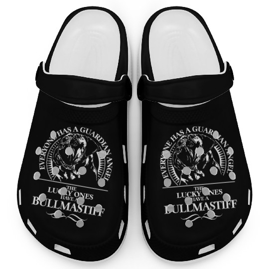 Proud Bullmastiff Guardian Angel dog quote Clogs
