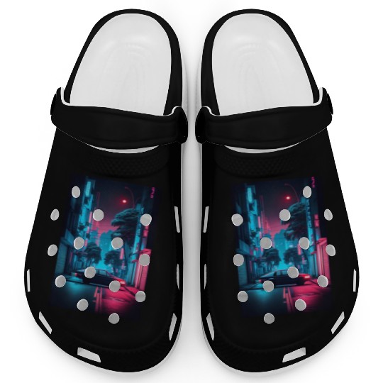 Tokyo Japan Japanese Aesthetic Graphic Night Scene Clogs