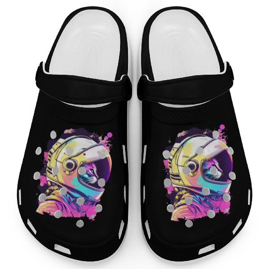 Aesthetic Vaporwave Space Cat 80s 90s Astronaut Clogs