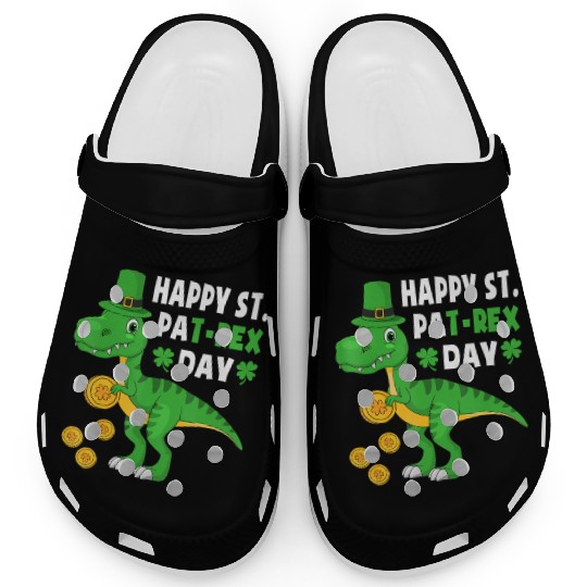 Happy St Pat Trex Dino Saint Patricks Day Dinosaur Clogs