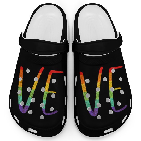 LGBT Pride Love LO VE Lesbian Couple Matching Love Clogs