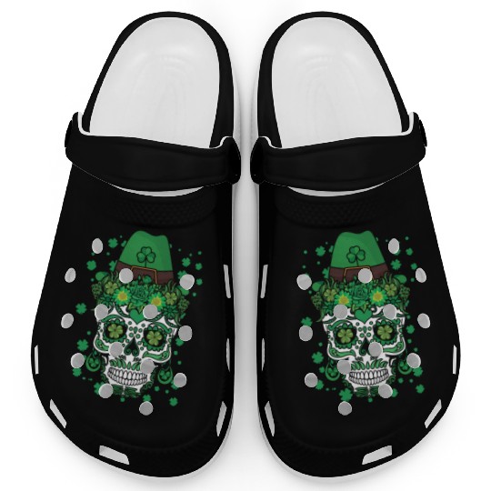 El Dia De Los Muertos St Patty's Day Irish Flower Clogs