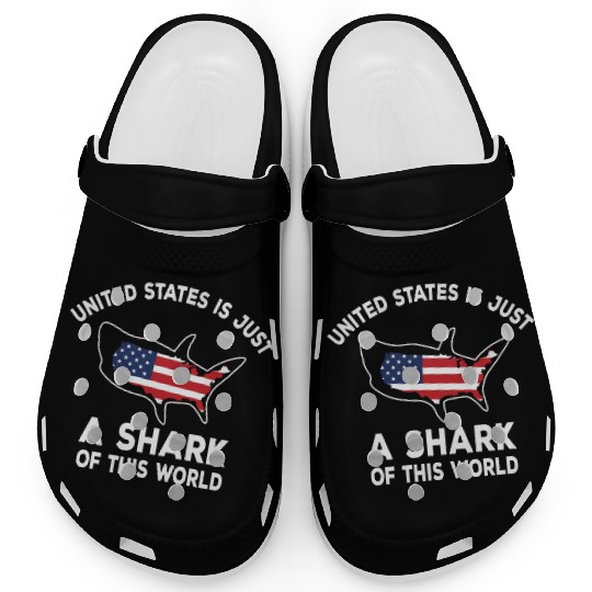 United States is Shark of World US Flag Patriotic Clogs