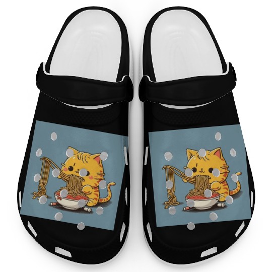 Japanese cat eating spaghetti Clogs