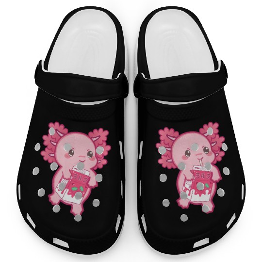 Kawaii Axolotl Strawberry Milk Teen Girl Kids Japa Clogs