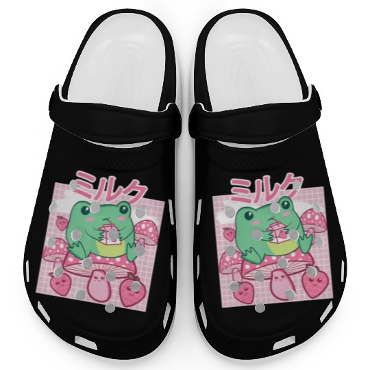 Cottagecore Aesthetic Kawaii Frog Drinking Japanes Clogs