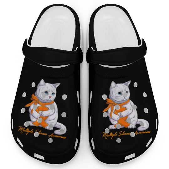 Multiple Sclerosis MS Awareness Cute Cat Wear Oran Clogs