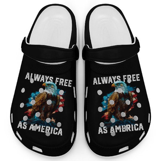 Always Free as America American Bald Eagle USA Clogs