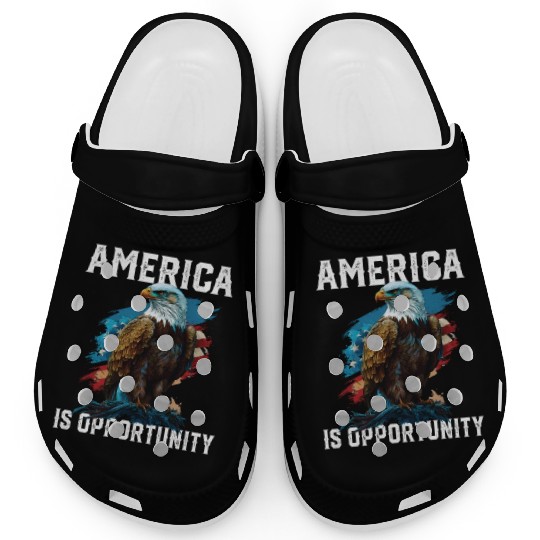 America Is Opportunity American Bald Eagle July 4 Clogs