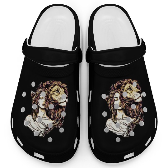 Queen Lion Woman Elf Fantasy Art Lovers Lion Lover Clogs