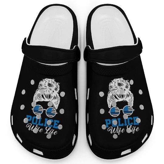 Police Wife Life Cop Law Enforcement Officer Clogs