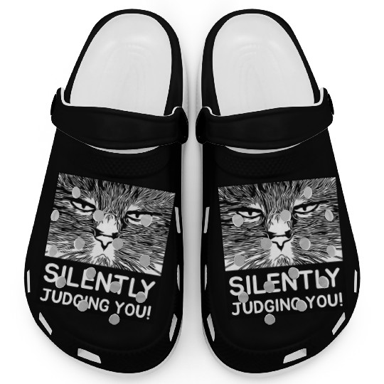 Silently Judging You Cat Sketch Style Graphic Clogs