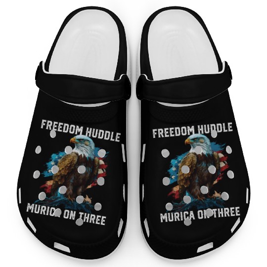 Freedom Huddle Murica On Three Fourth Of July Clogs
