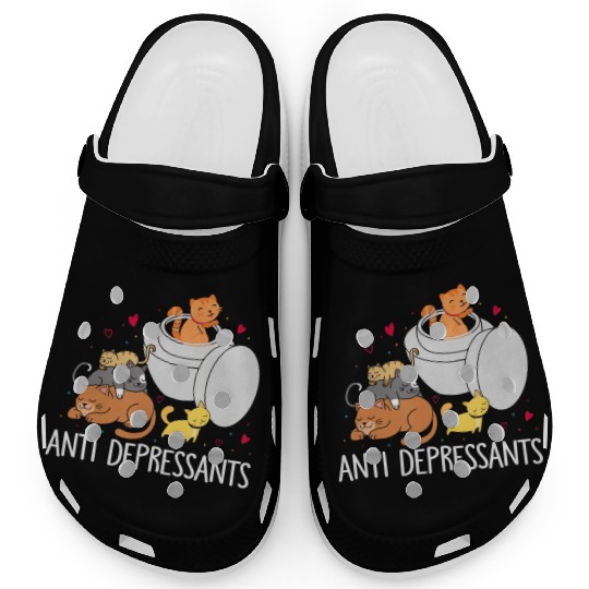 Funny Anti Depressants Cat Lover Sobriety Drug Fre Clogs