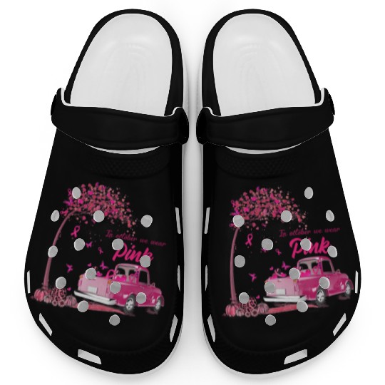 In October We Wear Pink Truck Breast Cancer Awaren Clogs