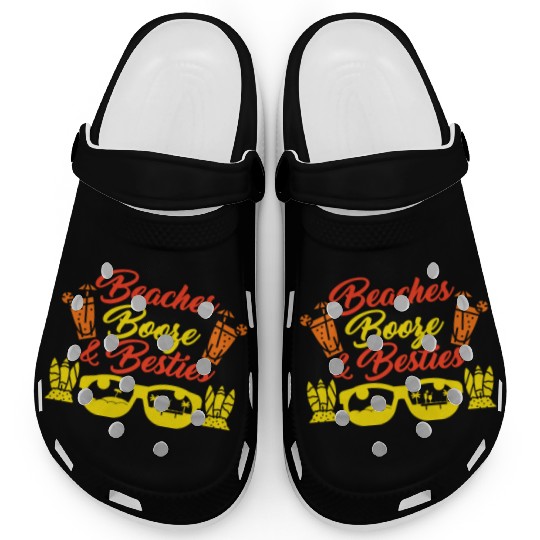 Beaches Booze Besties Summer Vacation Spring Break Clogs