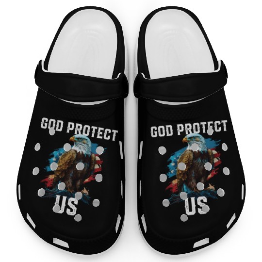 God Protect US American Bald Eagle Christian 4th Clogs
