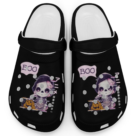 Cute Skeleton Chibi Pumpkin Japanese Aesthetic Clogs