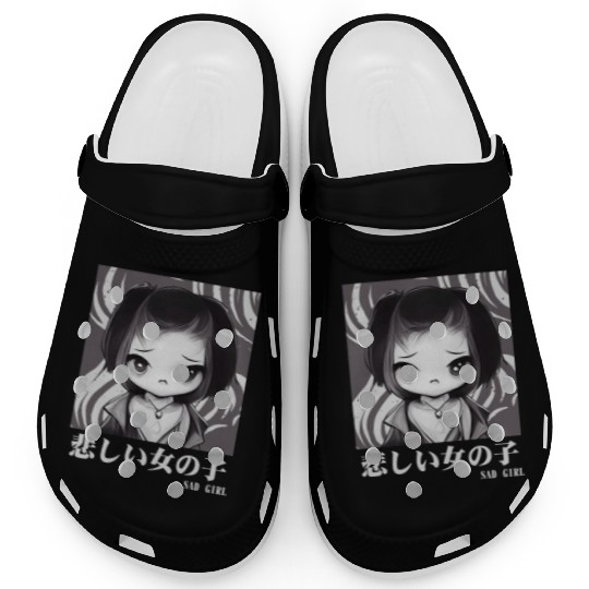 Sad Girl Gothic Chibi Urban Japanese Aesthetic Clogs