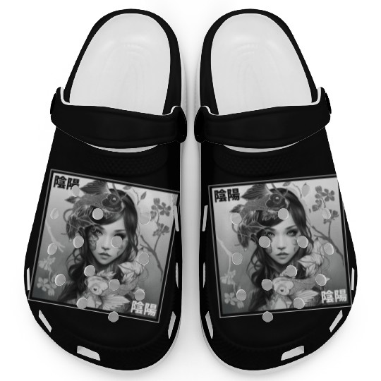 Yin Yang Koi Fish Gothic Emo Japanese Cherry Bloss Clogs