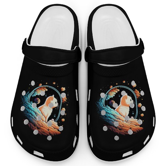 Astronaut Cat Space Cat on Galaxy Cat Lover Clogs