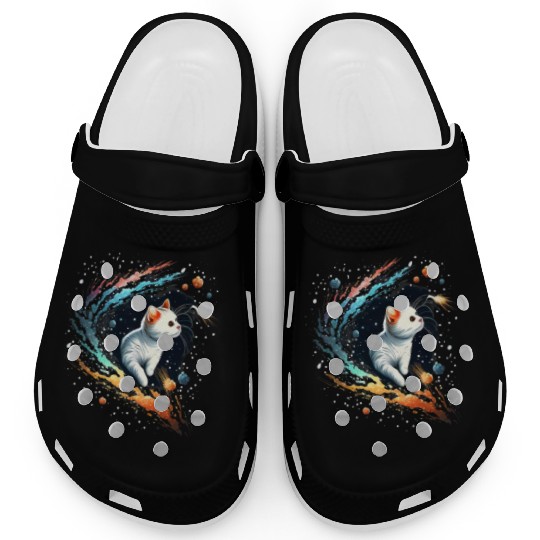 Astronaut Cat or Space Cat on Galaxy Cat Lover Clogs