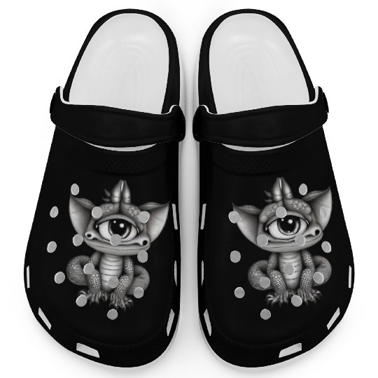 cute adorable one eyed dragon original Clogs