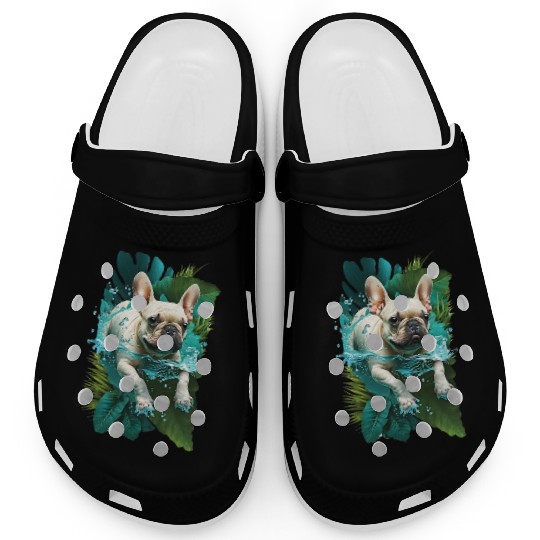 French Bulldog on Vacation Mode Clogs
