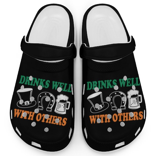 Shamrock Drinks Well With Others St Patrick's Day Clogs