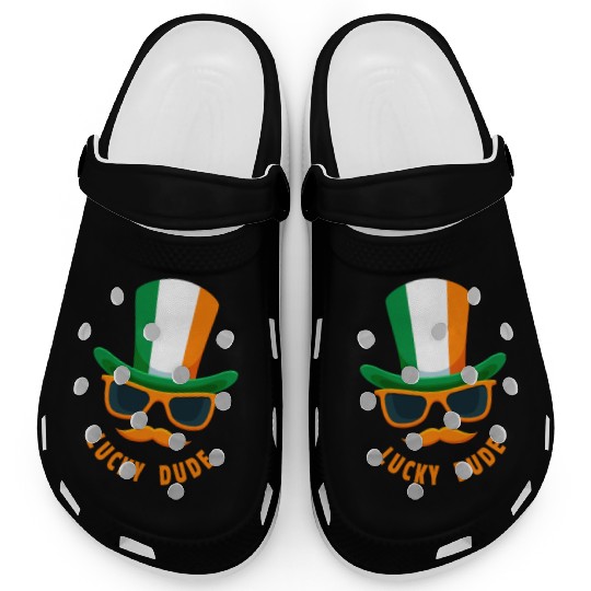 Lucky Dude, St Patricks Day, Irish, Boys T, mousta Clogs