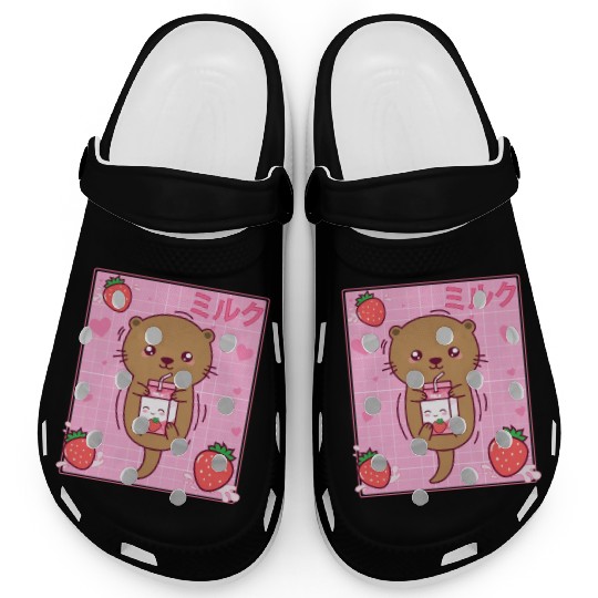 Kawaii Sea Otter Strawberry Milk Shake Otaku Clogs