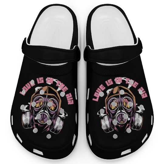 Love Is In The Air Gas Mask Prepper Valentines Clogs