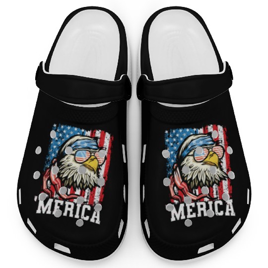 4th of July Bald Eagle USA Flag Patriotic Merica Clogs