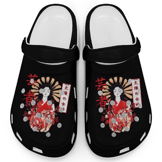 Amaterasu Omikami Cherry Blossom Sun Goddess Clogs