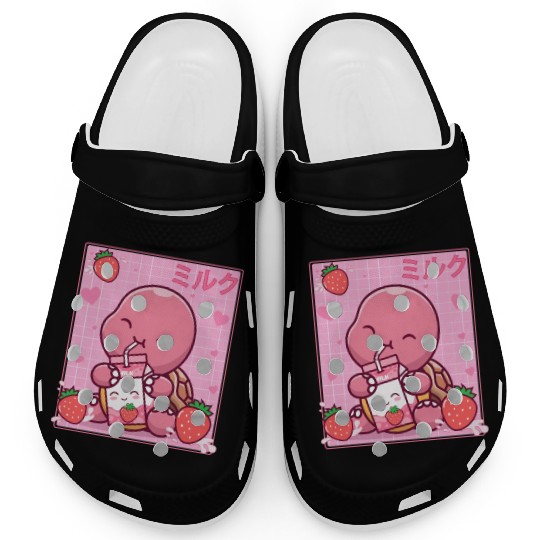 Kawaii Turtle Lover Strawberry Milk Shake Otaku Clogs